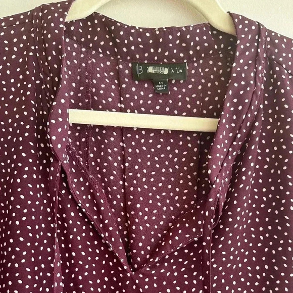 B Collection by Bobeau Purple and White Polka Dot Blouse, Size Medium - Picture 9 of 16